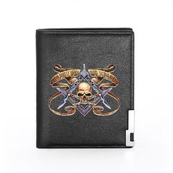 Bricks Masons Kompas og firkantet g frimurerisk tegnebog og kreditkortholder (20 varianter) Bg090-sort