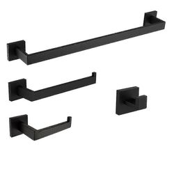 4-delt Setbathroom Hardware Set svart papir hold kappe krok bad A