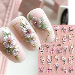 3 ark 5d preget blomst nail art klistremerker - selvklebende design for kvinner S Nail dekorasjon - Spring Flower Nail klistremerker - Nail Art Sup...