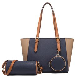3 i 1 mode enkel dam handväska med stor kapacitet Marinblå