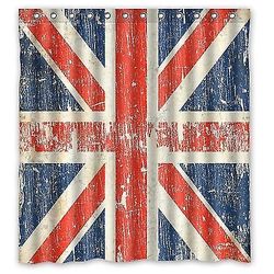 Storbritannia Union Jack Flagg Britisk Flagg Dusj Gardin Baderom Dekor Gardin 160x180 Cm E---8794