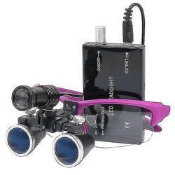 2.5x / 3.5x 420 mm hammasloupin suurennuslasi Binokulaarinen suurennuslasi Leikkaus Kirurginen leikkaus Loupe valokeilassa Päävalo Violetti