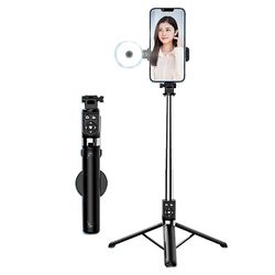 Z14 Pro 140cm teleskooppinen jalusta täyttövalolla langaton bluetooth selfie stick - musta Monivärinen Black