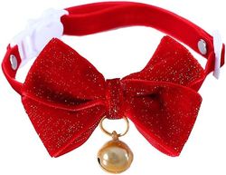 Pet Christmas Collar, 2 st Handgjord sammet Pet Christmas Bow Tie Collars för katter valp små hundar