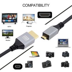 Micro Compatible-HDMI 2.1 4K 8K erittäin joustava ohut kaapeli Sony Camera HDTV: lle 1m