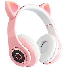 Coosilo Trådløse Cat Ear hovedtelefoner Bluetooth headset led lys øretelefon til børn pige Pink