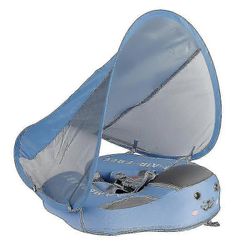 Kiinteä, ei-täytettävä vauvojen ja taaperoiden uimarengas, vedenpitävä ja ilmatiivis, aurinkosuojalla, kotikäyttöön Sininen