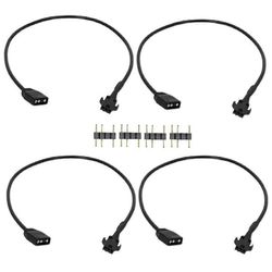 4kpl RGB-jatkokaapeli 5V 3-nastainen SM 3Pin naaras ARGB-liitin osoitteellinen sovitinkaapeli RGB-tuulettimelle, PC-LED-nauhalle Musta
