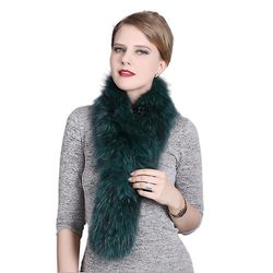 Ladies Long Natural Fox Fur aftagelige Silver Fox Fur Tørklæde E