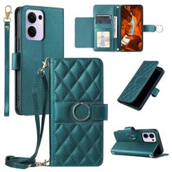 varten Oppo Reno13 F 5G 4G Crossbody nahkakotelo rengassolki lompakkoteline rombi matkapuhelin kansi - vihreä Monivärinen Green