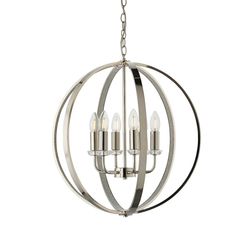 Endon Lighting Endon Ritz - 6 Light Loft Pendant Bright Nikkel & Klar facetted akryl, E14