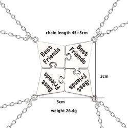 Aionyaaa 3/4 stk Star Moon Chain Best Friend Anheng Halskjede Bff Søster Friendship Choker Menn Og Kvinner Party Smykker Tilbehør Gave F