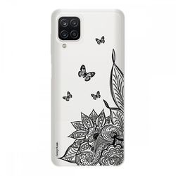 Crazy Kase Sag til Samsung Galaxy A12 Soft, Mandala Flower og Butterfly Black