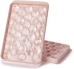 2 pak Ice Cube Tray Balls, Sphere Ice Cube Tray, der laver form til fryser (lyserøde isbakker)