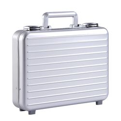 Aluminium Mini Breifcase Passord Case Toalettartikler Verktøy Notisbok Hard Case 13 14 tommers bærbar PC Business Carry On Sølv 370X270X88mm