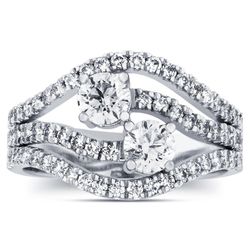 Pompeii3 1 1/2 ct To Stone Diamond Multirow Engagement Anniversary Ring 14k Hvid Guld 4.5