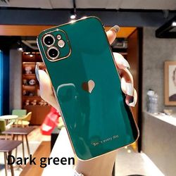 Hjerteetui til Iphone 11, elsker telefonetui til Iphone 12 11 Pro Max Xr Xs Galvaniseret stødsikker beskyttende bagcover Capa (kamerabeskyttelse) M...