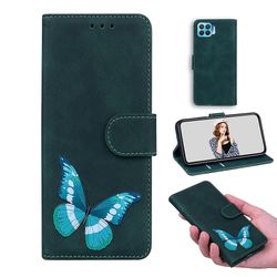 Etui til Oppo Reno 4 Lite Butterfly Cover Premium Læder Magnetisk- Pink Grøn