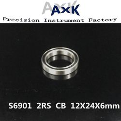 2019 Rigtig gratis forsendelse 12x24x6mm rustfrit stål hybrid keramisk kugleleje S61901 2rs Cb / S6901 Abec5 cykel