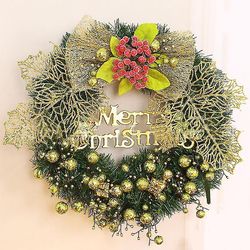 Tianzun Mimigo kultainen jouluseppele hyvää joulua etuoven koristeseinä keinotekoinen mänty garland juhla dcor 40cm (40cm)