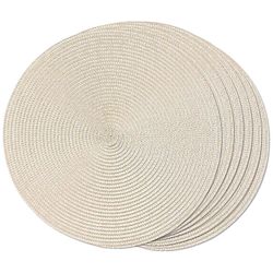 Pyöreät punotut pöytäliinat, 6 kpl:n setti ruokapöytiin, kudotut, pestävät, liukumattomat pöytäliinat, 15 Beige