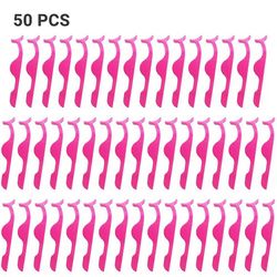 Besser 1/5/30/50x Fake Lash Pincet Klip Falsk øjenvipper Makeup Applikator Tool Rose rød 50PCS