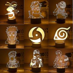 Anime Naruto Uzumaki 3d Led Night Light Kakashi Pöytävalaisin Lelut Hatake Hahmot Led Light Huoneen sisustus Lasten joululelulahja 9 18CM Warm white