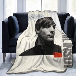 Vintage Louis Tomlinson Vinter Ultra Soft Blanket Mote Lett Tepper Hjem Sovesofa Flere størrelser for voksne barn Tenåringer Godt tilpasset soverom...