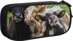 Kerota WQ1299 lehmä Grassland Print lyijykynä kynäkotelo kaksikerroksinen kynälaatikko laukku kynäkotelot järjestäjä Office College School Aikuinen...