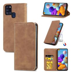 Gangxun Sag til Samsung Galaxy A21s Magnetisk Lukning Læder Tegnebog Cover Housse Etui Shockproof - Marron