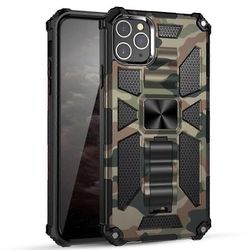 iPhone 11 Camouflage Armor iskunkestävä TPU + PC magneettinen suojakotelo pidikkeellä