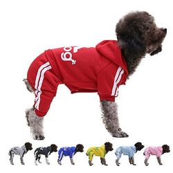 Witdreamer 4 ben Kæledyr Hundetøj Kat Hvalpefrakke Sport Hættetrøjer Varm sweater Jakke Tøj Rød S
