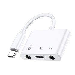USB-C-mikrofonitSovitin tyyppi C Ulkoinen stereoäänikortti, jossa 3,5 mm:n ääniliitäntä
