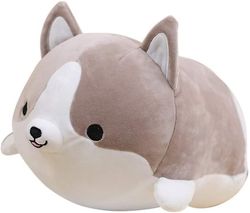 Linkrunning Plys pude ræv corgi plys legetøj nuttet legetøj kælen pude plys pude legetøj fødselsdagsgave sovedukke (30 cm, brun corgi) grå 50cm