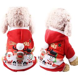 Varychmoo Jul Pet Tøj Xmas Hoodie Hvalp Cat Hund Vinter Varmt Tøj Rød XL