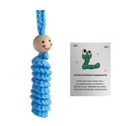 Huolimato Neulontanukke Käsintehty Virkattu Värikäs Lanka Mato Lelu Reppu Auto Taustapeili Roikkuu Toukka Koriste Ornamentti Riipus Sininen 1pc