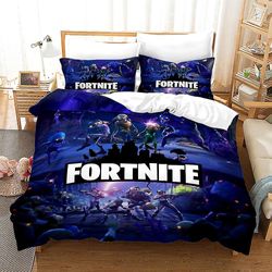 Mxfz F26 3d Fortnite 2/3stk Sengetøj Sæt Dynebetræk Quilt Betræk Pudebetræk Børn Teenagere Gave AU QUEEN 210x210cm