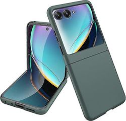 Motorola Razr 50 Ultra -kotelo, jossa on pieni näytönsuoja, ohut matta kova PC sotilasluokan suojakansi Moto Razr 50 Ultralle vihreä
