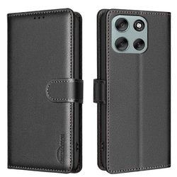 Yhteensopiva Motorola Moto G56 5G -nahkakotelon kanssa BINFEN COLOR BF32 lompakko RFID-puhelimen kansi Musta