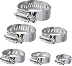 Slangeclips, 36 stykker justerbar 6-51 mm rækkevidde rustfrit stål klemmer sortiment af 8 størrelser