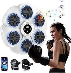 Musiikkinyrkkeilykone, 2024 Uusi älykäs seinänyrkkeilykone -Bluetooth nyrkkeilyhanskoilla Aikuiset Lapset 9 nopeus ja lähtölaskentatila Valkoinen k...