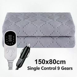 12V sähkölämmityspeite autoille, matkailuautoille, pakettiautoille, joissa on 2/8/12 tunnin automaattinen sammutus- ja ylikuumenemissuoja 150X80cm