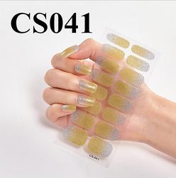 16 stykker / ark Fuld dækning indpakket neglelak sticker strimler Nail Art Dekoration Solid Color CSO41 3pcs