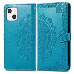 Etui til Iphone 13 Cover Læder Tegnebog Cover Prægning Mandala Magnetisk Flip Protection Stødsikker - Blå