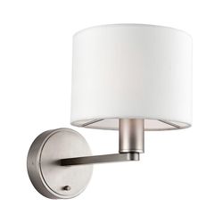 Endon Collection Lighting Daley 1 Lys indendørs væg lys Matt nikkel plade, Vintage hvid faux silke, E14