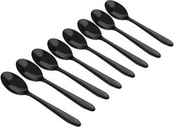 Barsinfi 8-delt sort rustfrit stål kaffeske, spejl mini ske, 5 inches