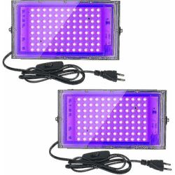2kpl 100w UV-LED-valonheitin Blacklight Ip65 vedenpitävä, ultravioletti LED-lamppu, efektivalaistus akvaarioon, juhlat, neonmaalaus, loisteputkijul...