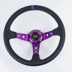 Universaali 14 tuuman Omp 350mm Mokka / PVC / ABS Auto Racing -ohjauspyörät Deep Corn Drifting Sport -ohjauspyörä - ohjauspyörät ja sarvet PVC-viol...