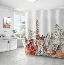 Baderom dusjforheng med 12 kroker Vanntett polyester stoff badekar gardin 183x183cm B