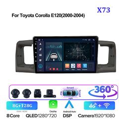 Bicaco Peerce For Toyota Corolla E130 E120 2000-2004 Bil Radio Android 10.0 Carplay Auto Stereo Bt Multimedia videospiller Wifi Gps X73 8-128G-CAM